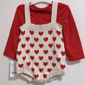Heart 2-Piece Romper Baby 12 mo NWT